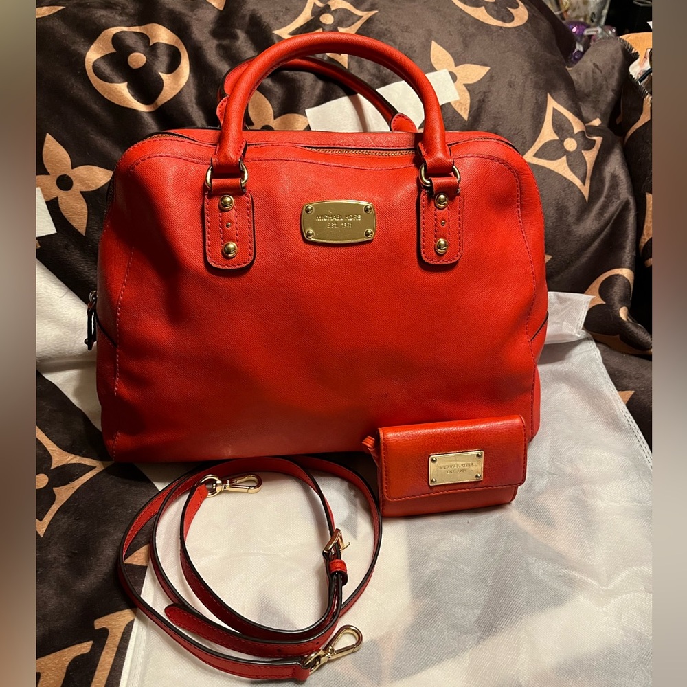 Michael Kors Saffiano Leather Dome Satchel Set